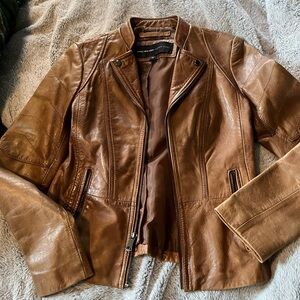Andrew Marc Tan Leather Jacket
